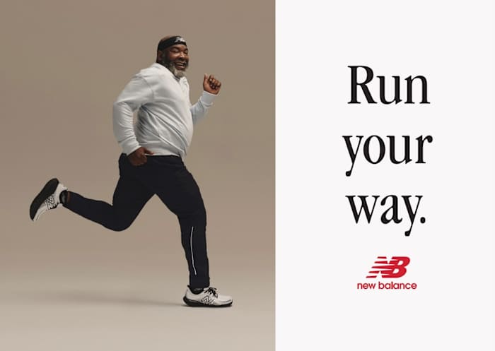 View of runner in New Balance apparel.